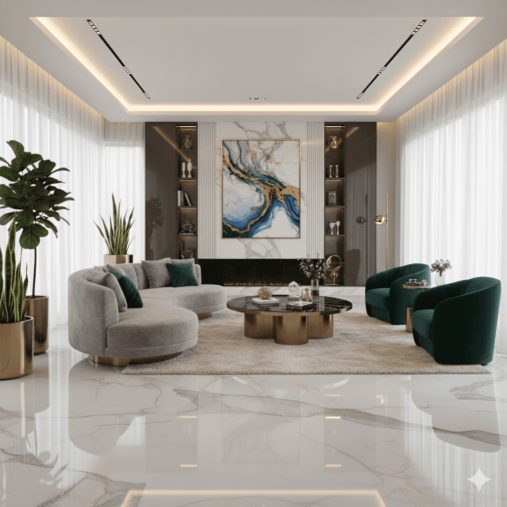 Salón reformado con suelo de madera